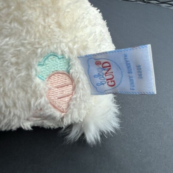 Baby GUND Funny Bunny Plush Rattle Toy Yellow and White Bow EUC - Picture 6 of 8